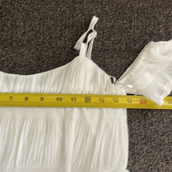 MISS ME WHITE COLD SHOULDER MINI DRESS Smocked Back with adjustable straps Sz S - Picture 9 of 17